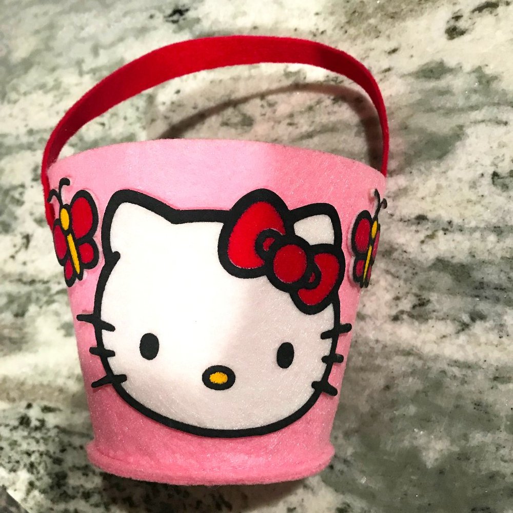 Hello Kitty Pink Felt Pail Basket - Perfect for Easter!